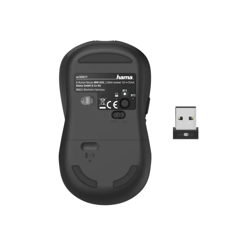 Hama MW-650 Ποντίκι γραφείου Δεξιόχειρας Bluetooth + USB Type-A Οπτικό 2400 DPI