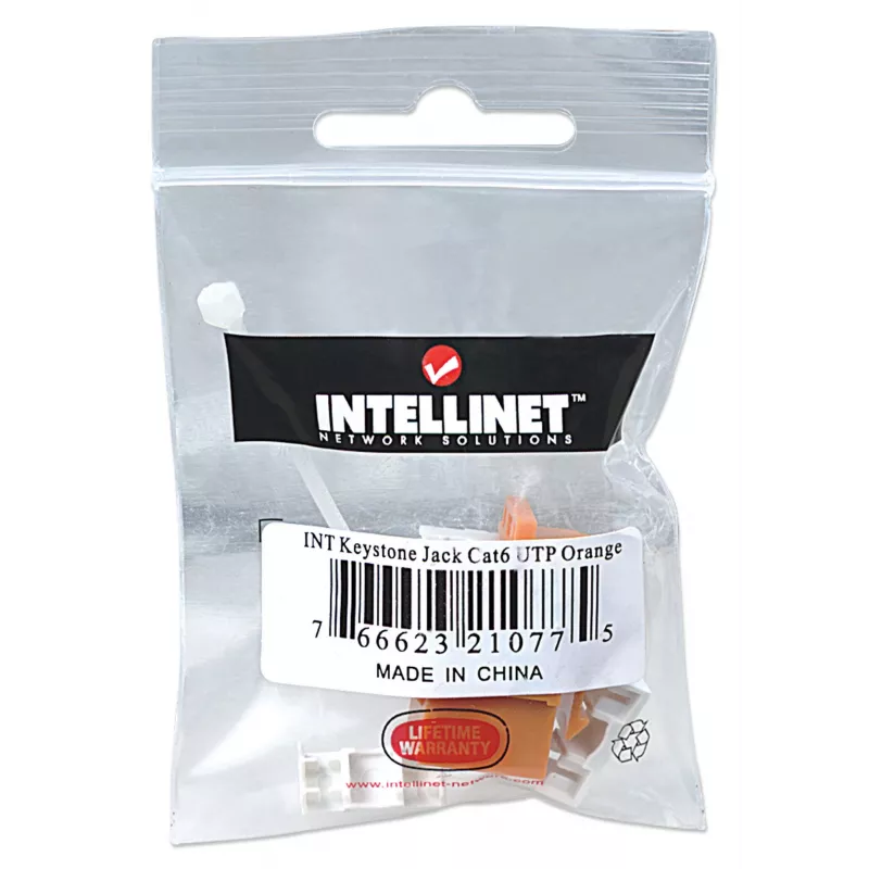 Intellinet Keystone Jack, Cat6, UTP, Punch-down, πορτοκαλί