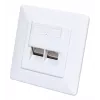Intellinet 2-port Cat6 10G θωρακισμένη πρίζα τοίχου RJ45, χωνευτής τοποθέτησης με πλαίσιο κάλυψης, STP, λευκό σήματος RAL9003