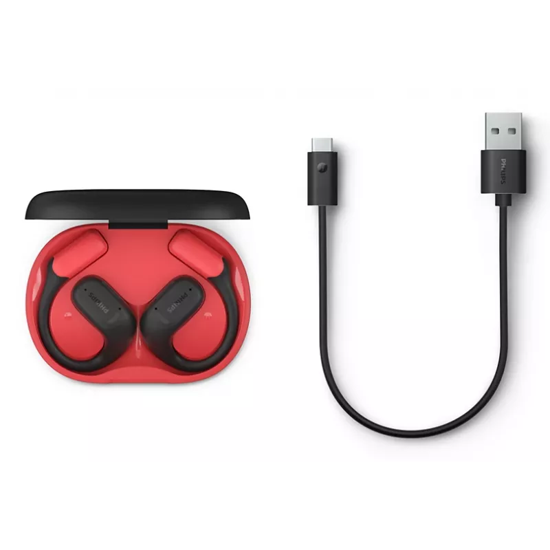 Philips Σειρά 6000 TAA6709BK/00 Ακουστικά/Headset True Wireless Stereo (TWS) Ear-Hook Αθλητικά Bluetooth Μαύρο, Κόκκινο
