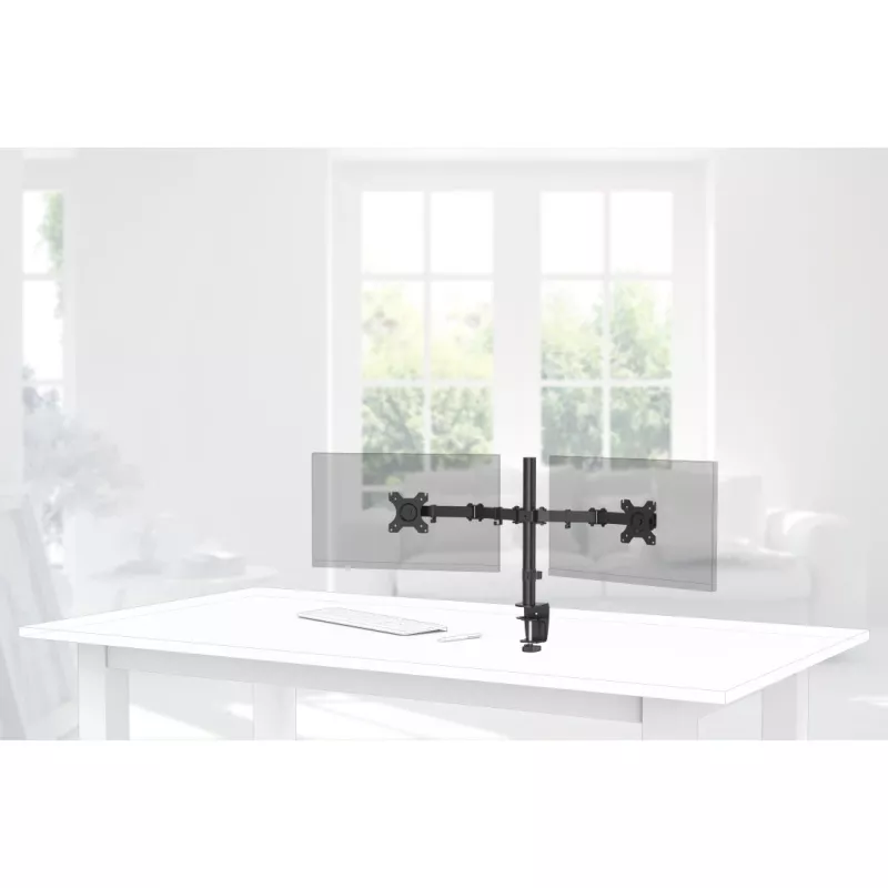 Hama 00118491 FULLMOTION βραχίονας διπλής οθόνης για γραφείο, 13-32 ίντσες (81,3 cm), VESA 75x75/100x100, έως 8 kg, μαύρος