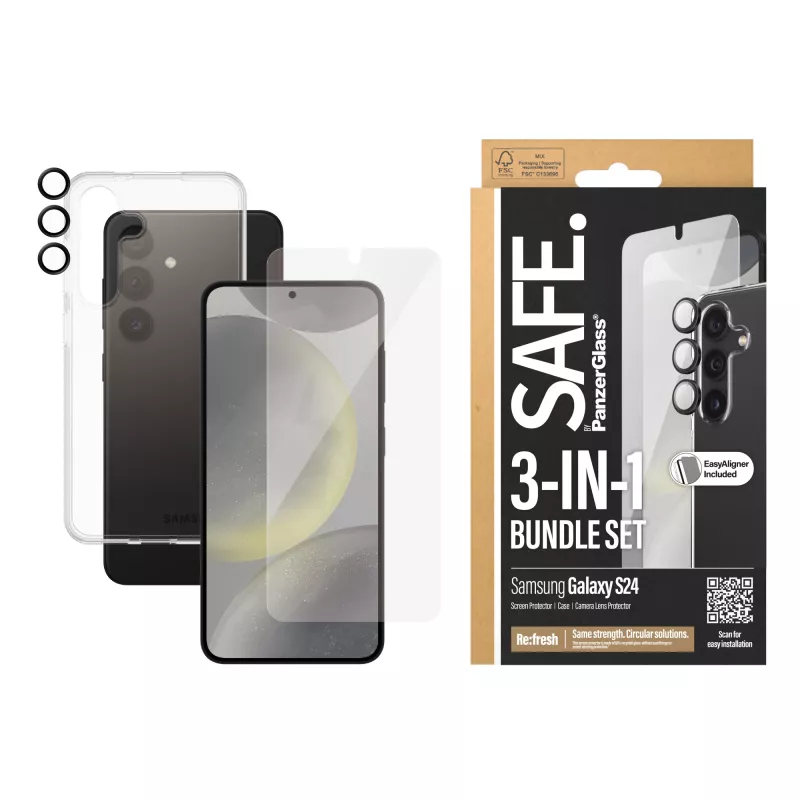 PanzerGlass SAFE. by ® Πακέτο 3 σε 1 Samsung Galaxy S24