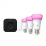 Έξυπνο σετ φωτισμού Philips Hue White and Colour Ambience Starter Kit — 3 έξυπνες λάμπες E27, διακόπτης dimmer, Bridge Pro, Bluetooth/Zigbee