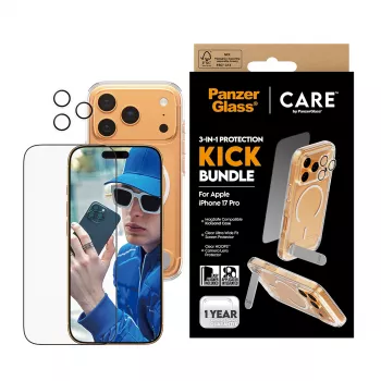 θήκη προστασίας PanzerGlass CARE Feature Kick 3w1 για iPhone 17 Pro με κάλυμμα κάμερας από γυαλί