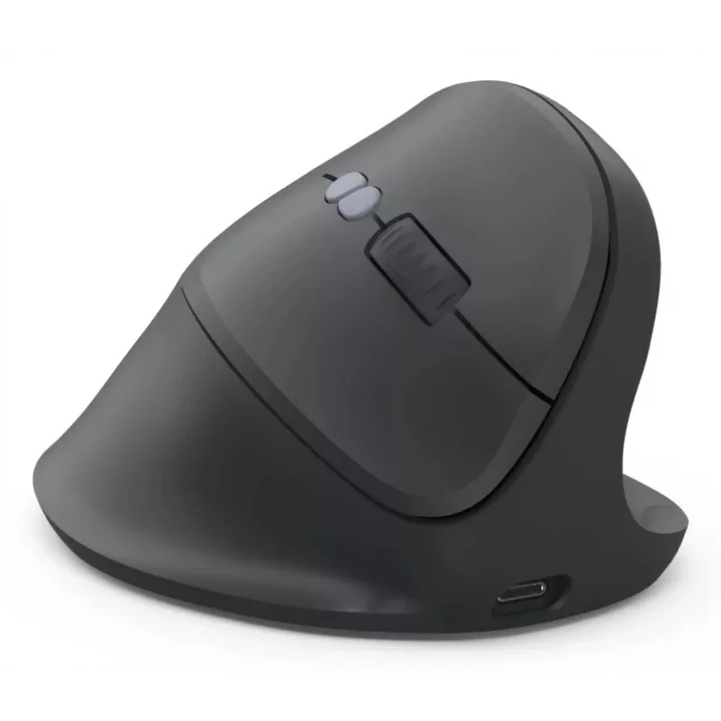 Hama 00173092 EWM-600R εργονομικό κάθετο ποντίκι, για δεξιόχειρες, ασύρματο 2,4 GHz + Bluetooth, πολλών συσκευών, οπτικό 1600 DPI, επαναφορτιζόμενο, μαύρο