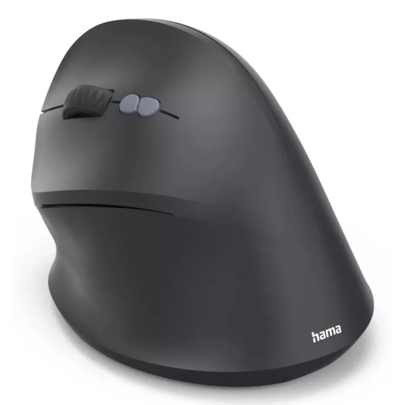 Hama 00173093 EWM-600L εργονομικό κάθετο ποντίκι, για αριστερόχειρες, ασύρματο 2,4 GHz + Bluetooth, πολλών συσκευών, οπτικό 1600 DPI, επαναφορτιζόμενο, μαύρο