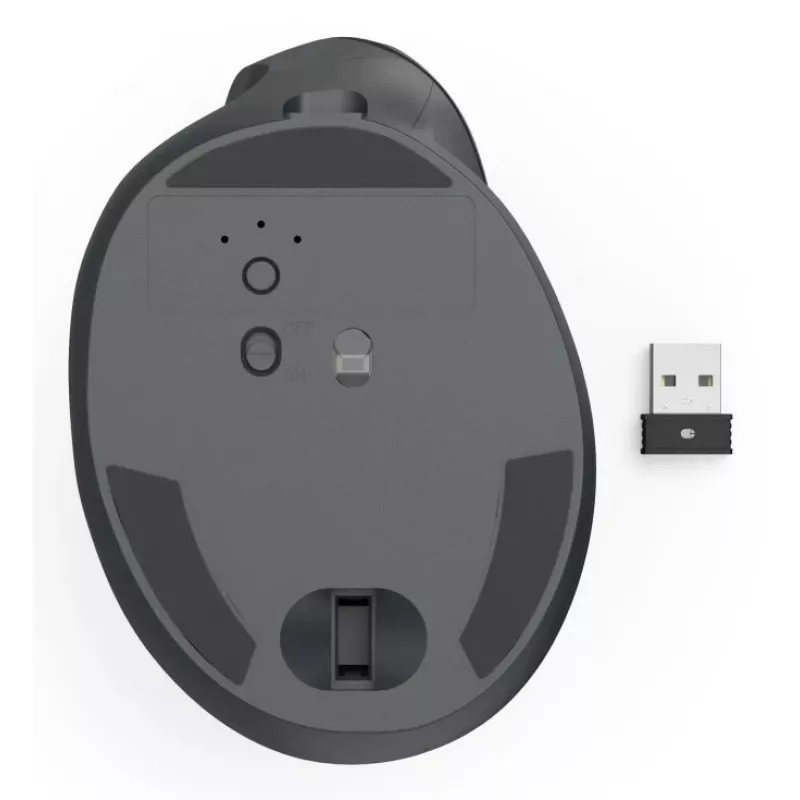 Hama 00173093 EWM-600L εργονομικό κάθετο ποντίκι, για αριστερόχειρες, ασύρματο 2,4 GHz + Bluetooth, πολλών συσκευών, οπτικό 1600 DPI, επαναφορτιζόμενο, μαύρο