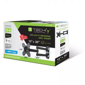 Techly Βάση τοίχου για LCD LED 33-76,2 cm (13-30 ίντσες) με κλίση 2 αρθρώσεις Μαύρο ICA-LCD 923B