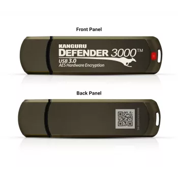 Kanguru Defender 3000™ SuperSpeed USB 3.0 64 GB | Ασφαλές USB stick | FIPS 140-3 Level 3 σε προετοιμασία, FIPS 140-2 Level 3 πιστοποιημένο | Κρυπτογράφηση υλικού AES-XTS 256-bit | Συμμορφώνεται με TAA |