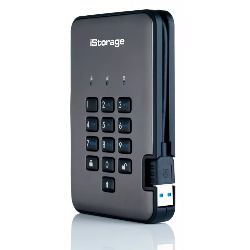 iStorage diskAshur PRO2 IS-DAP2-256-SSD-512-C-G κρυπτογραφημένος φορητός δίσκος SSD, 512 GB, USB 3.1, AES-XTS 256-bit, FIPS 197
