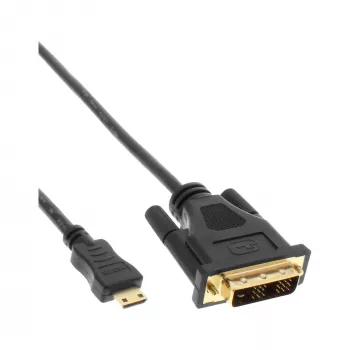 InLine Καλώδιο Mini-HDMI σε DVI, HDMI C αρσενικό σε DVI 18+1 αρσενικό, επιχρυσωμένο, 2m