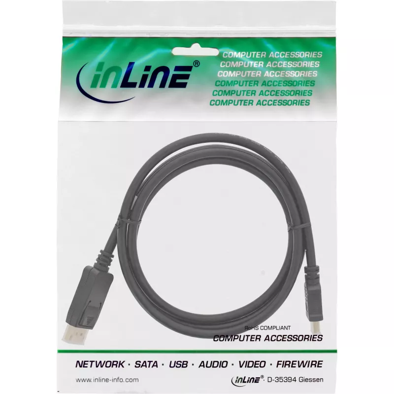 Καλώδιο μετατροπέα DisplayPort σε HDMI InLine 17182 2 m μαύρο