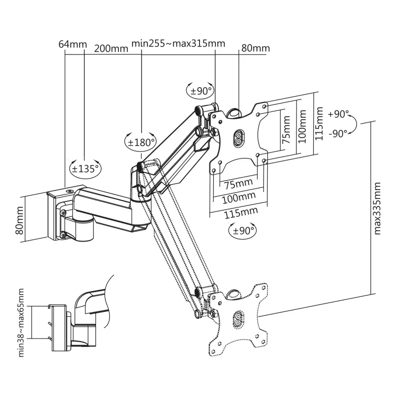 Βάση οθόνης InLine 23183C ασημί μέγιστο βάρος 9 kg ελάχιστη οθόνη 17 ίντσες