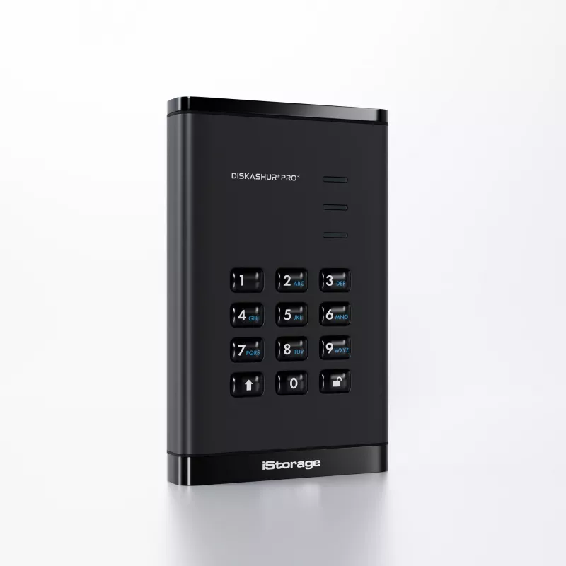 iStorage diskAshur PRO3 IS-DAP3-256-SSD-4000-F κρυπτογραφημένος φορητός SSD 4 TB, USB 3.2 Gen 1 USB-C, AES-XTS 256-bit, FIPS 197, συμβατός με TAA