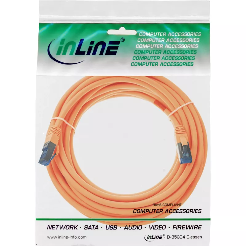 InLine Καλώδιο Patch S/FTP PiMF Cat.6A χωρίς αλογόνα 500MHz πορτοκαλί 7,5m