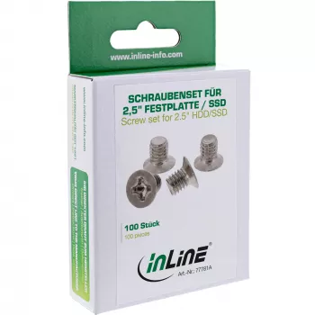 InLine Βίδες για 3,5-ιντσών HDD/SSD, 3 mm, φαλτσοκέφαλες, ασημί, 100 τεμ.