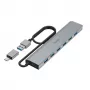 Hama 00200137 διανομέας USB, 7 θύρες, USB 3.2 Gen 1, 5 Gbit/s, με προσαρμογέα USB-C και τροφοδοτικό, περίβλημα αλουμινίου