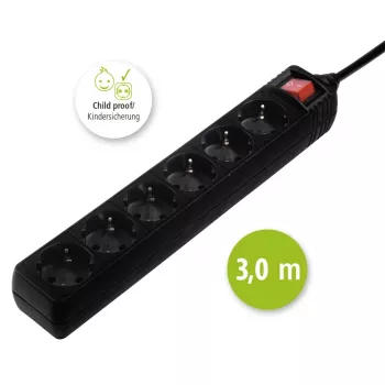 Hama 137265 Πολύπριζο 3 m 6 έξοδοι AC Εσωτερικού χώρου Μαύρο