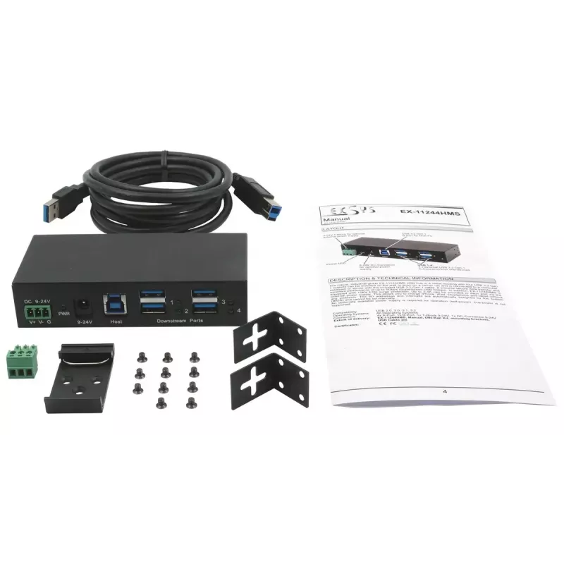EXSYS EX-11244HMS USB Hub 3.2 Gen 1 Type-B 5000 Mbit/s μαύρο