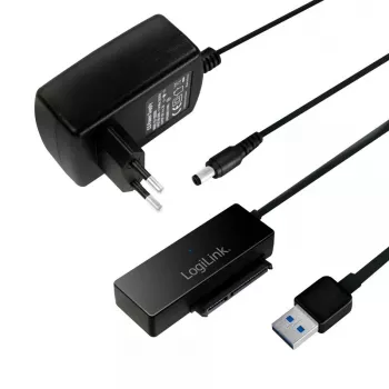 LogiLink Προσαρμογέας USB 3.0 to SATA with OTB - Ελεγκτής αποθήκευσης με ένδειξη δεδομένων, ένδειξη τροφοδοσίας, OneTouchEasy-Button (OTB) - SATA 3Gb/s - 3 Gbit/s - USB