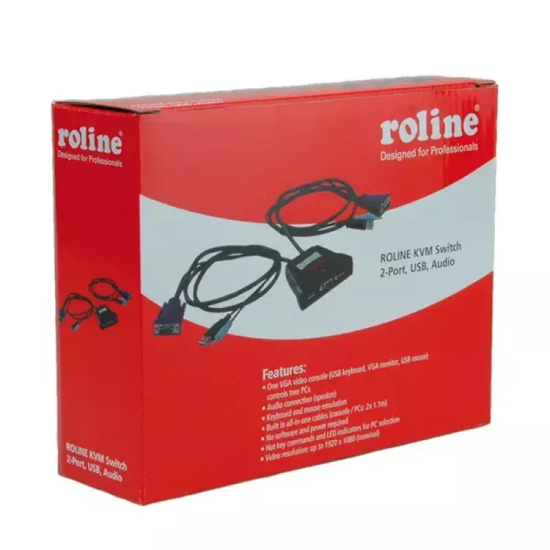 KVM Switch ROLINE Star 1 χρήστης 2 PCs Ήχος USB