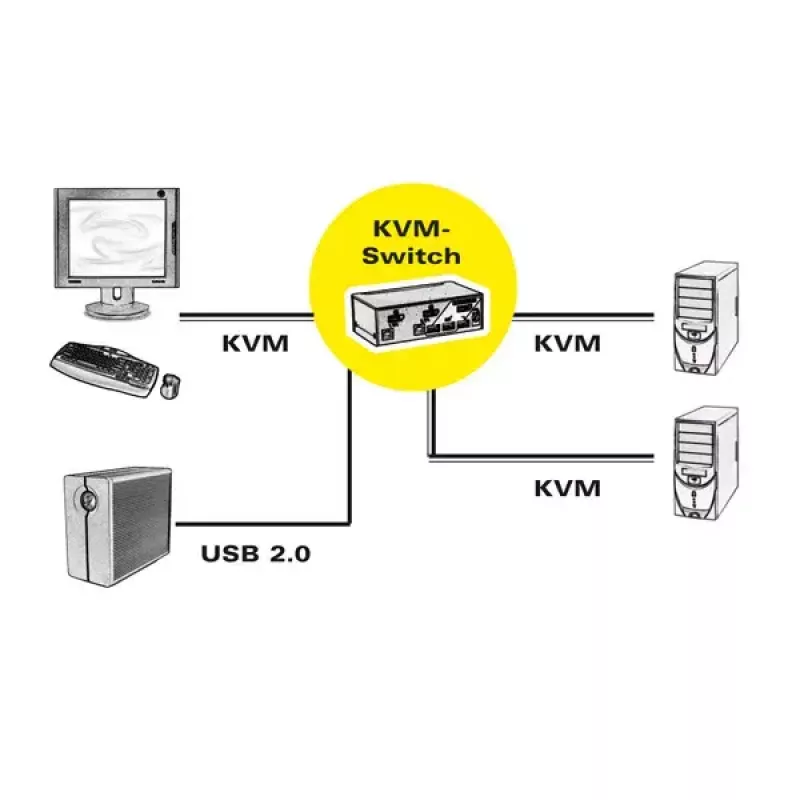 KVM Switch ROLINE 1 χρήστης 2 PCs DisplayPort με USB Hub