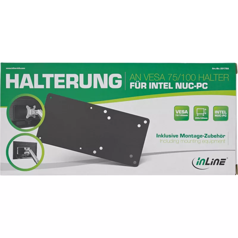 Πλάκα συσκευής InLine 23176A συμβατή με VESA 75/100 για Intel NUC