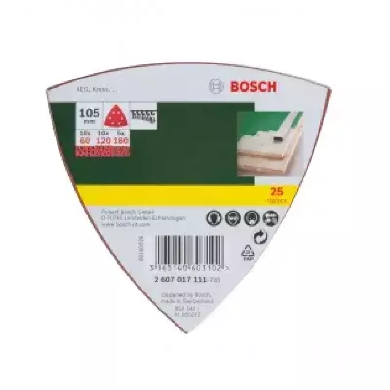 Bosch 2607017111 25 τεμ. φύλλα λείανσης