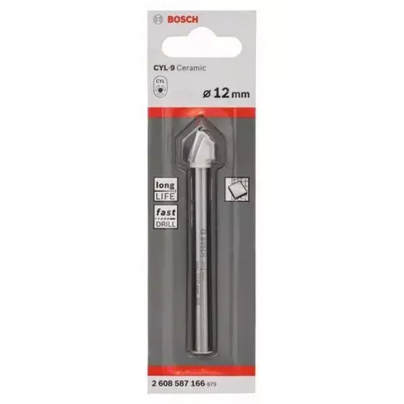 Bosch CYL-9 2608587166 τρυπάνι για πλακάκια, 12 mm, μήκος 90 mm, κυλινδρικός άξονας