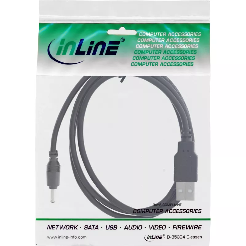 Καλώδιο τροφοδοσίας USB-DC InLine, βύσμα USB A σε DC 3,5x1,35mm, 1m