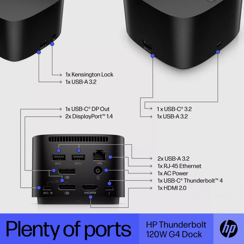 HP Thunderbolt Dock 120W G4 Ενσύρματος Σταθμός Υποδοχής μαύρο