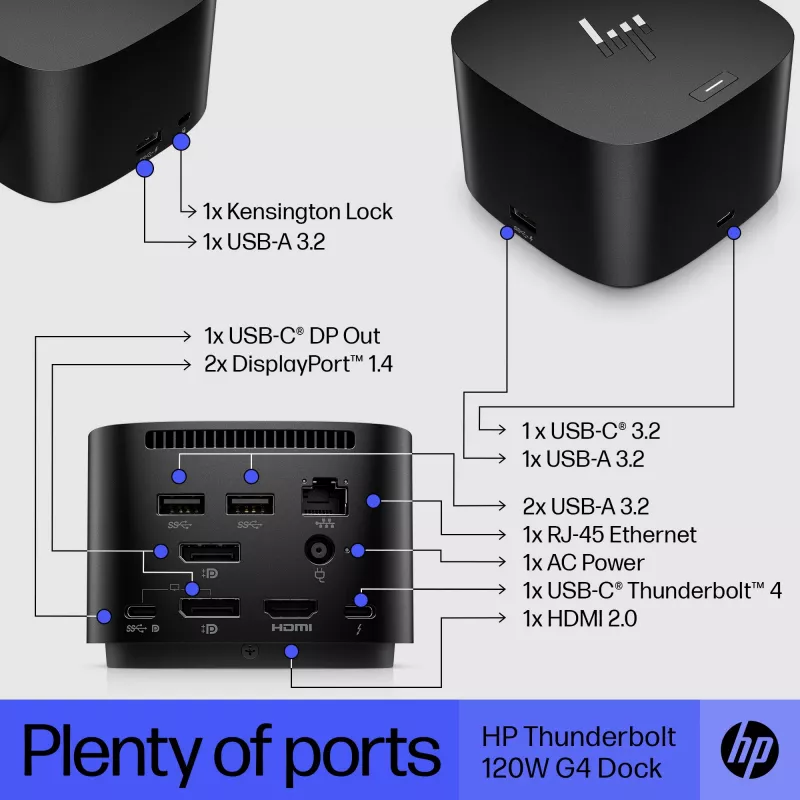 HP Thunderbolt Dock 120W G4 Ενσύρματος Σταθμός Υποδοχής μαύρο