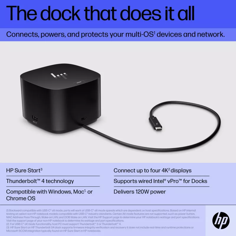 HP Thunderbolt Dock 120W G4 Ενσύρματος Σταθμός Υποδοχής μαύρο