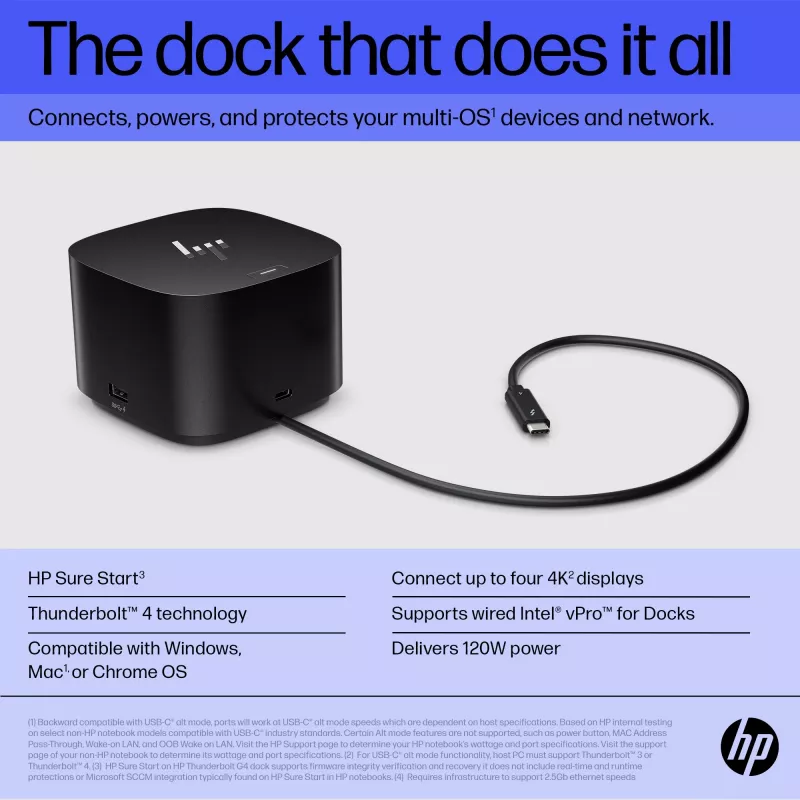 HP Thunderbolt Dock 120W G4 Ενσύρματος Σταθμός Υποδοχής μαύρο