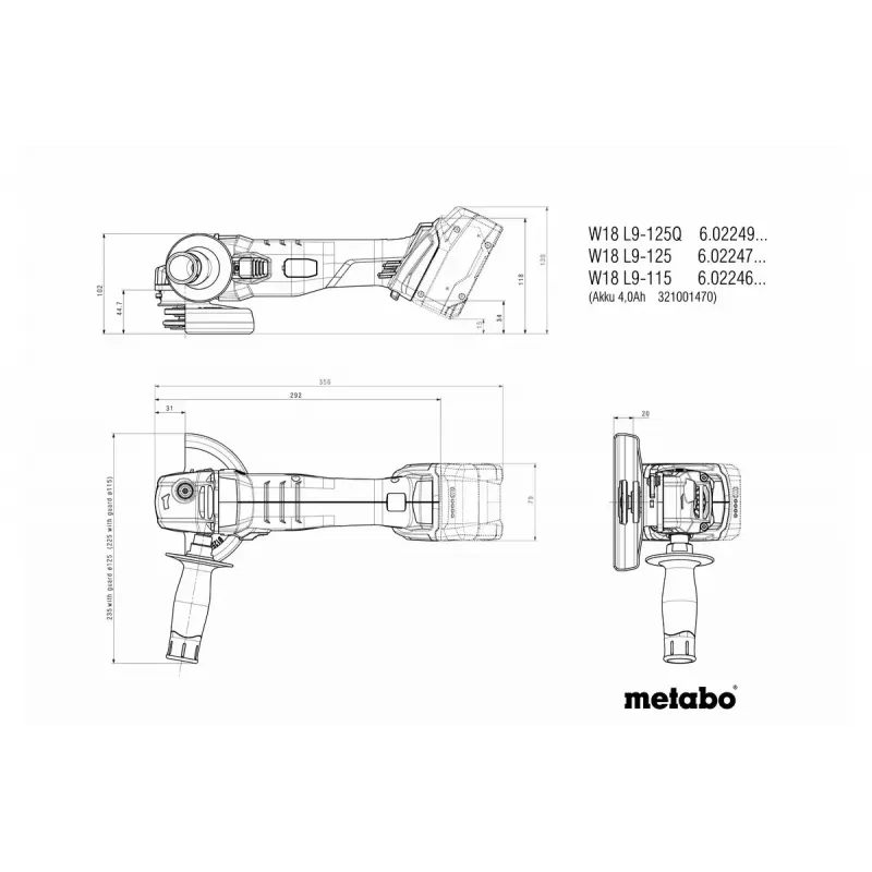 Γωνιακός τροχός Metabo W 18 L 9-125