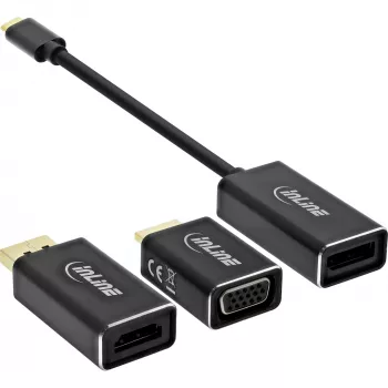Σετ μετατροπέα οθόνης USB InLine 6 σε 1, 4K/60Hz μαύρο