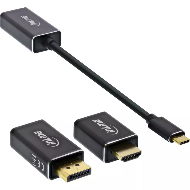 Σετ μετατροπέα οθόνης USB InLine 6 σε 1, 4K/60Hz μαύρο