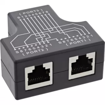 Προσαρμογέας T InLine Cat.5e STP υποδοχή RJ45 θηλυκή σε 2x υποδοχή RJ45 θηλυκή μαύρο