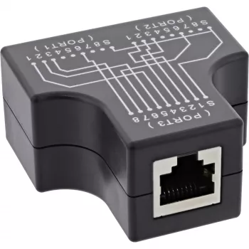 Προσαρμογέας T InLine Cat.5e STP υποδοχή RJ45 θηλυκή σε 2x υποδοχή RJ45 θηλυκή μαύρο