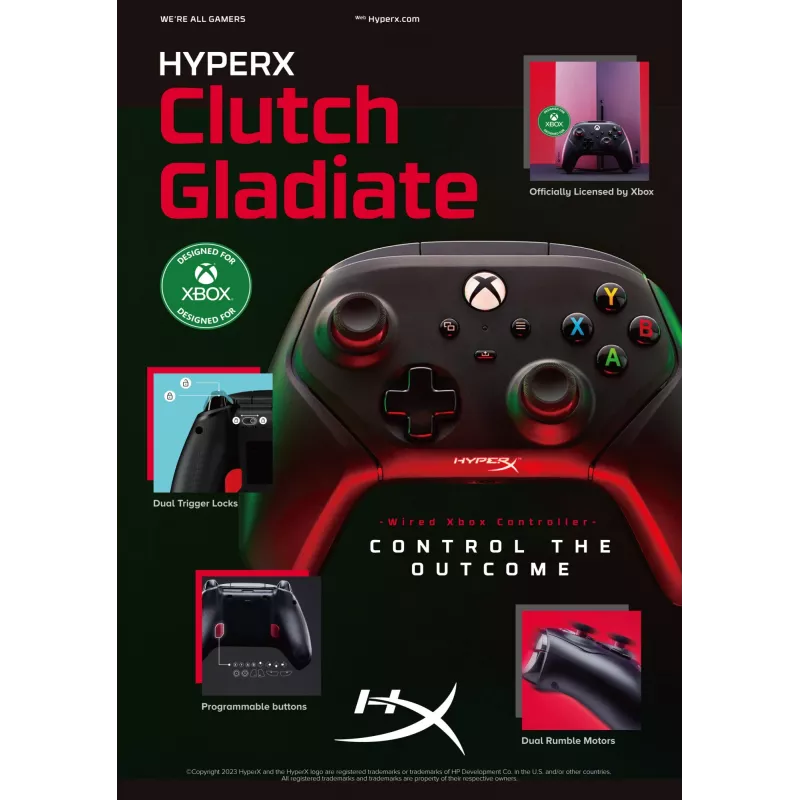 Gamepad HyperX 6L366AA μαύρο USB ενσύρματο για PC Xbox One Series S X