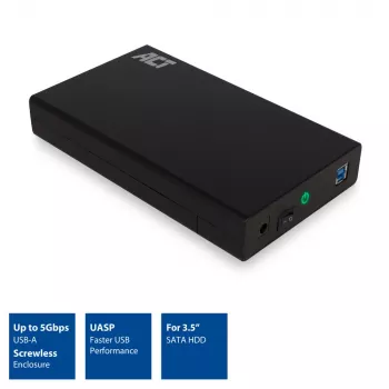 Θήκη HDD/SSD ACT AC1405 3,5 ιντσών SATA USB 3.2 Gen1 μαύρο