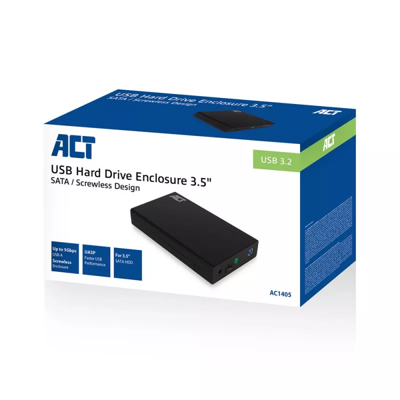 Θήκη HDD/SSD ACT AC1405 3,5 ιντσών SATA USB 3.2 Gen1 μαύρο