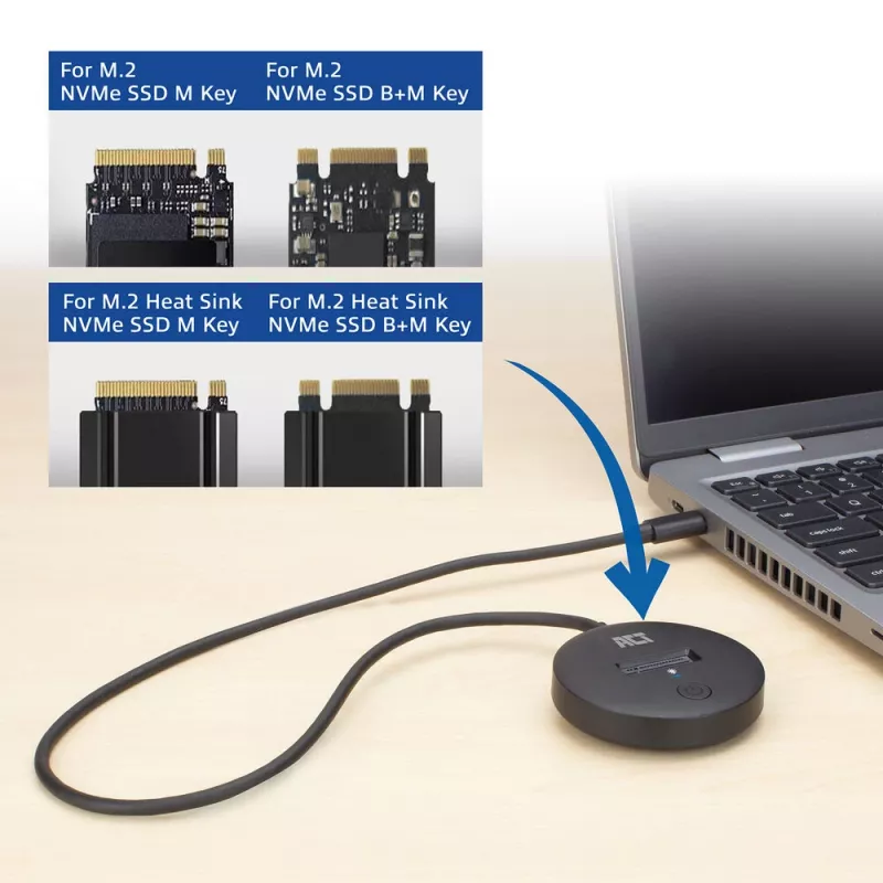 Σταθμός υποδοχής SSD ACT M.2 NVMe/PCIe USB-C 3.2 Gen2 μαύρο