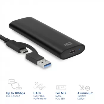 Θήκη SSD ACT AC1615 USB-C M.2 NVMe PCIe 10 Gbit/s μαύρο