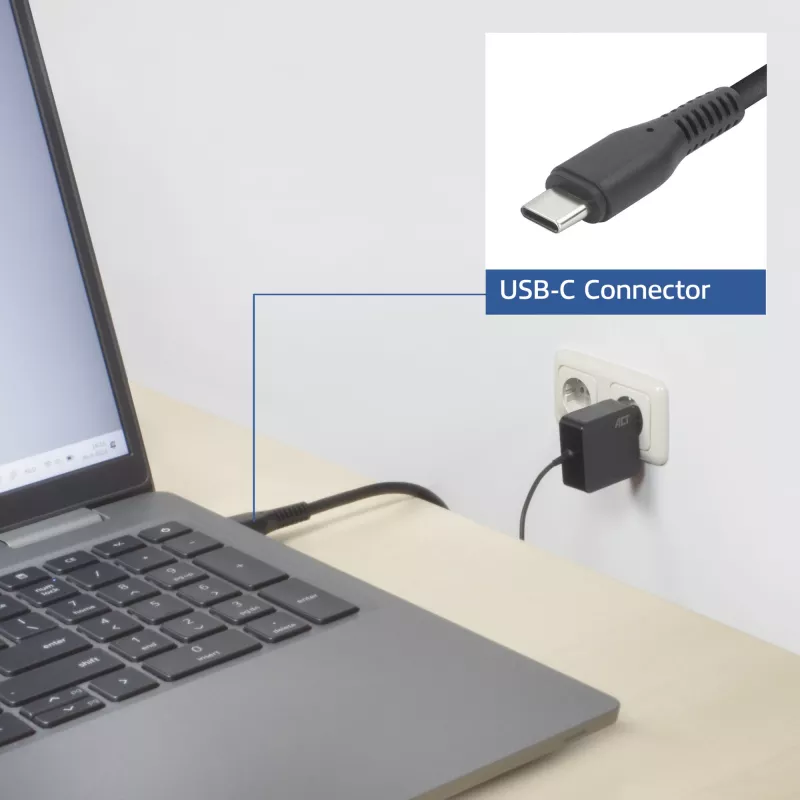 Τροφοδοτικό laptop USB-C ACT 65W με προφίλ Power Delivery, 2 μέτρα