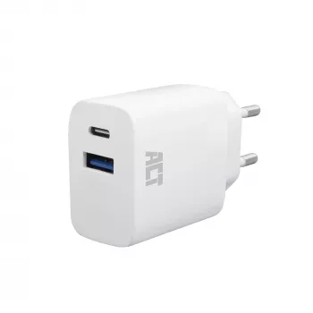 Φορτιστής USB-C & USB-A ACT 20 W με Power Delivery PPS, Quick Charge, GaNFast