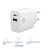Φορτιστής USB-C & USB-A ACT 20 W με Power Delivery PPS, Quick Charge, GaNFast