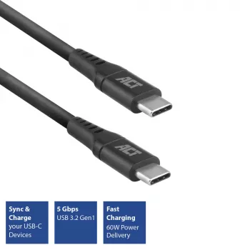 Καλώδιο φόρτισης/δεδομένων USB 3.2 Gen1 ACT αρσενικό C – αρσενικό C, 1 μέτρο