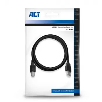 Καλώδιο σύνδεσης USB 2.0 ACT αρσενικό A - αρσενικό B 3 μέτρα