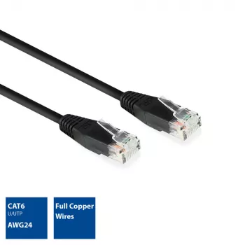 ACT μαύρο 2,0 m U/UTP CAT6 καλώδιο patch με βύσματα RJ45